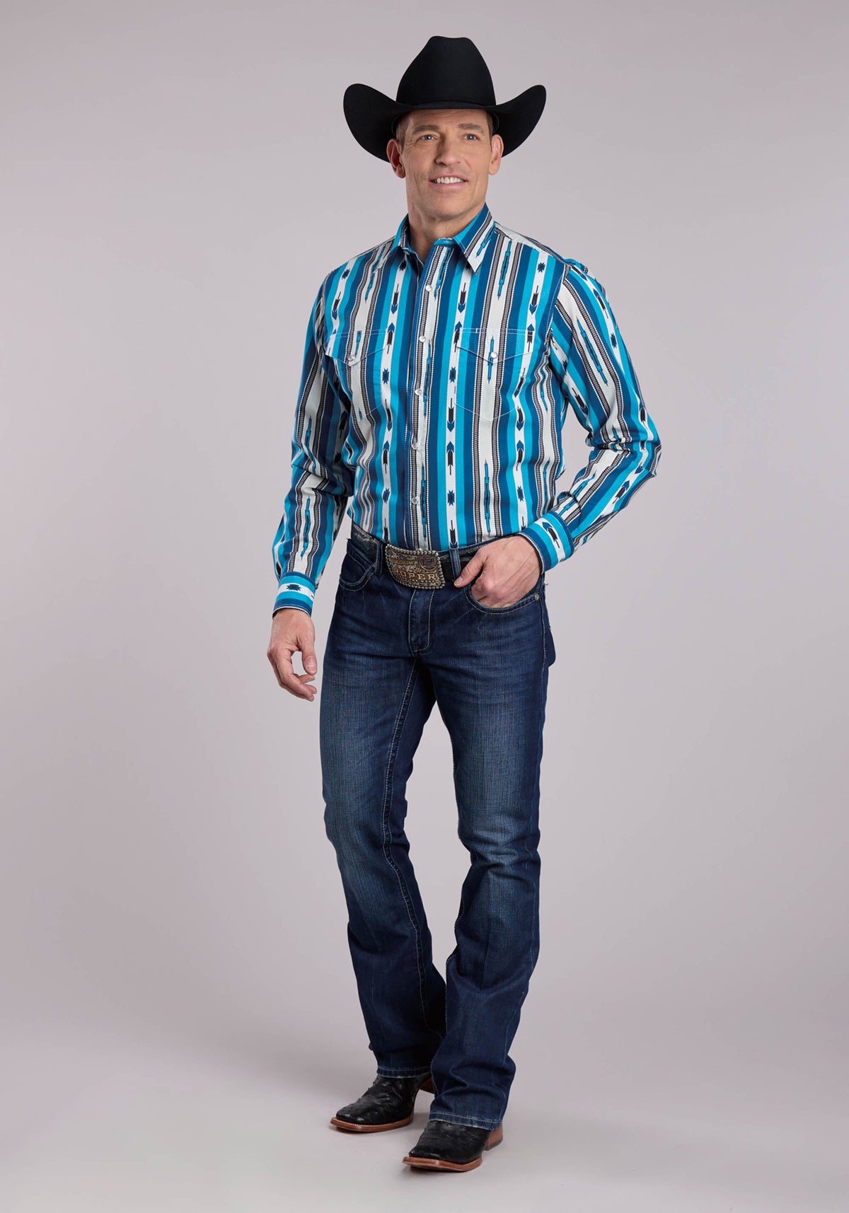 Roper Mens Roper Deadstock Stripe Long Sleeve Snap Shirt
