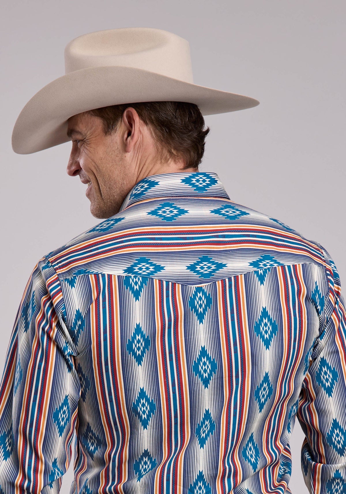 Roper Mens Roper Ombre Stripe Long Sleeve Snap Shirt