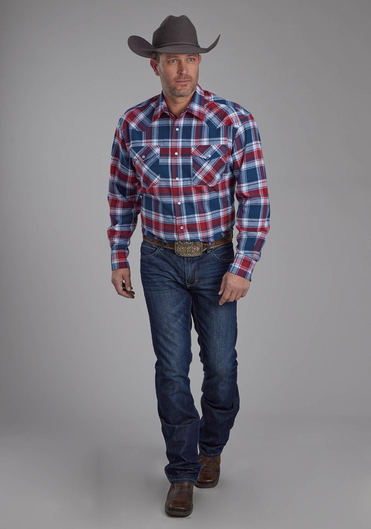 Roper Mens Unlined Flannel Shirt Long Sleeve Snap Western Shirt
