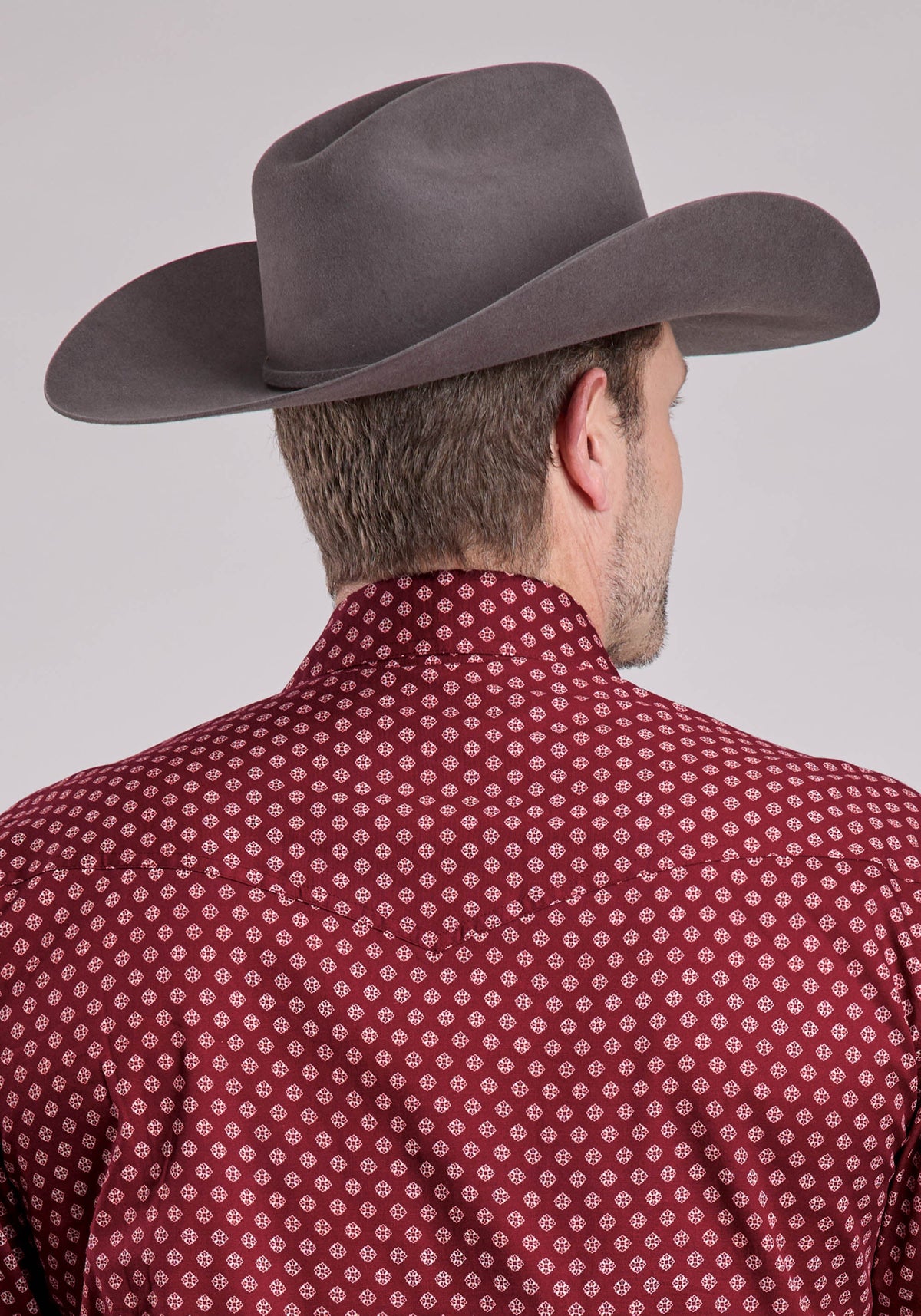 Roper Mens Roper Red Stretch Foulard Long Sleeve Snap Shirt