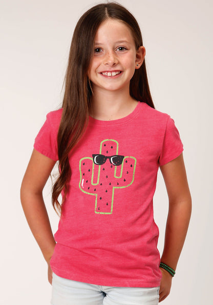Roper Girls Short Sleeve Knit Watermelon Pi Poly Rayon Short Sleeve  T T-shirt