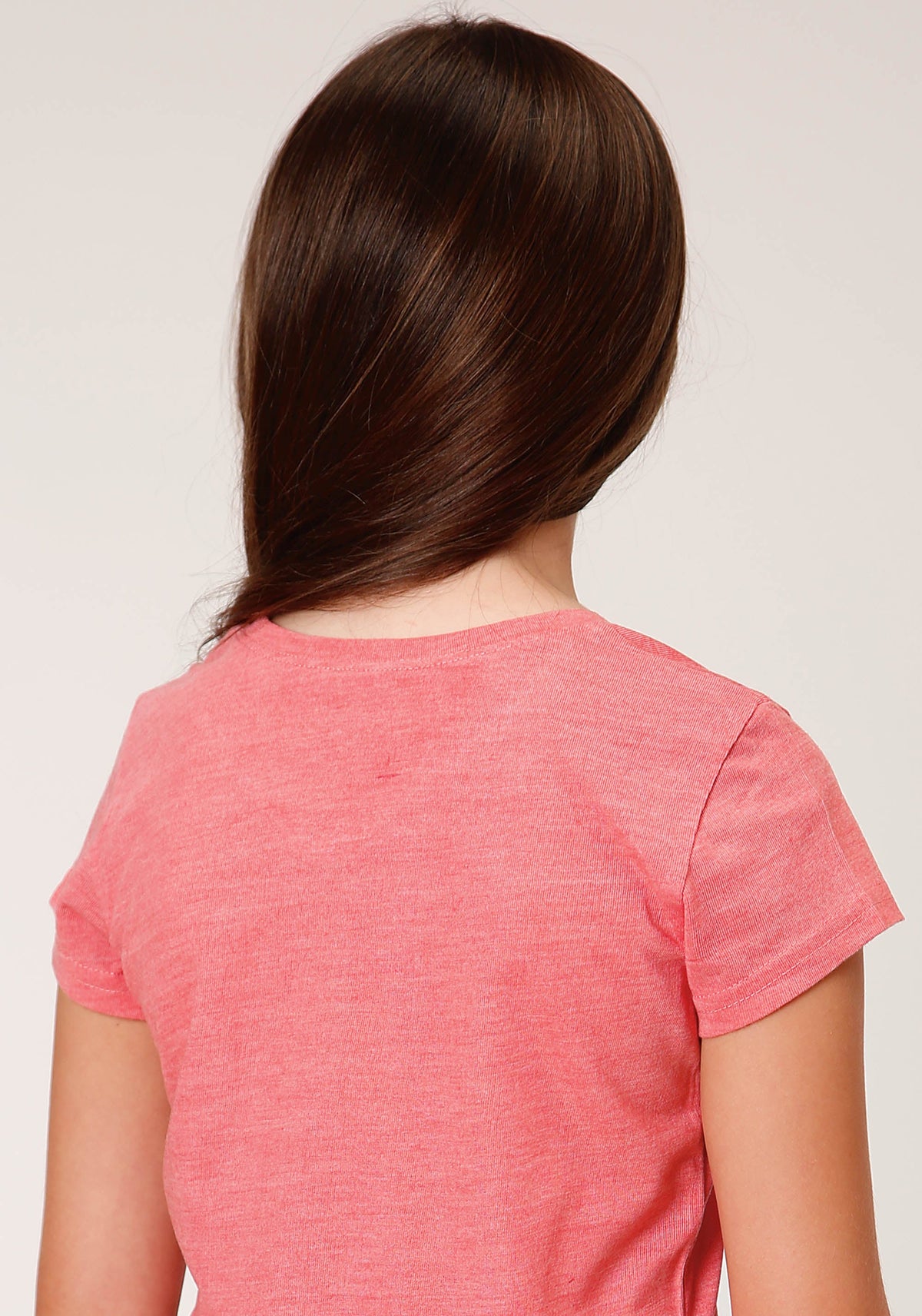 Roper Girls Short Sleeve Knit Coral Poly Rayon Short Sleeve  T T-shirt