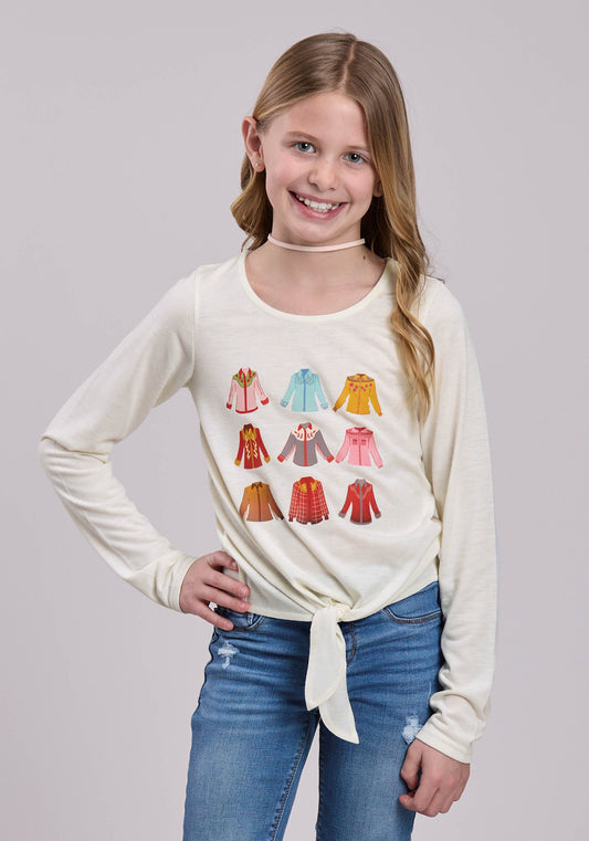 Roper Girls Long Sleeve Pullover Poly Rayon Ls Jersey Tee Western Shirt