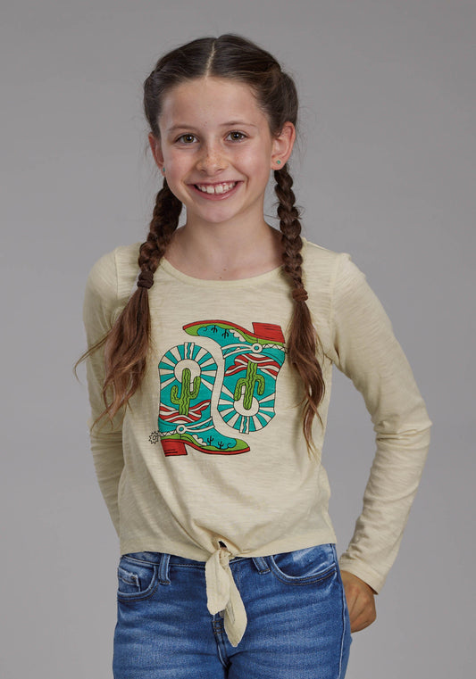 Roper Girls Cotton Slub Jersey Long Sleeve Tee Long Sleeve Pullover Western Shirt