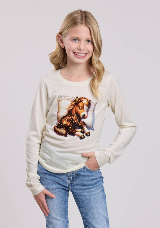 Roper Girls Roper Cream Poly Rayon Jersey Long Sleeve Shirt
