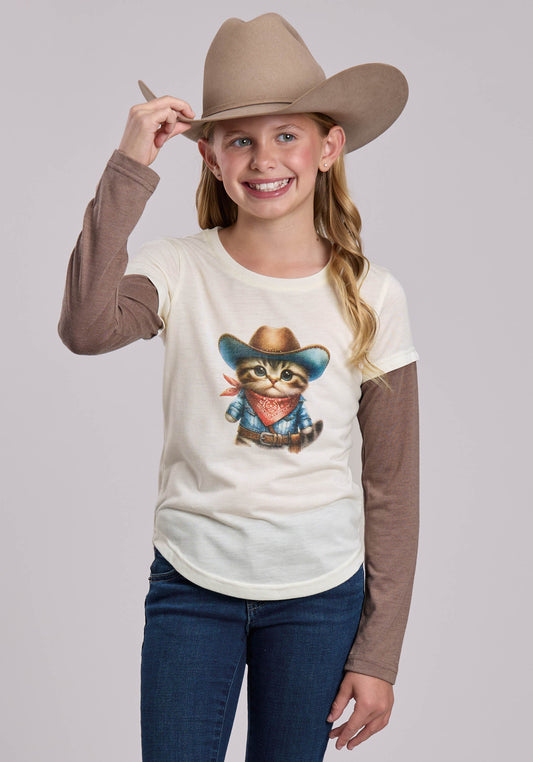 Roper Girls Roper Poly Rayon Western Long Sleeve Tshirt