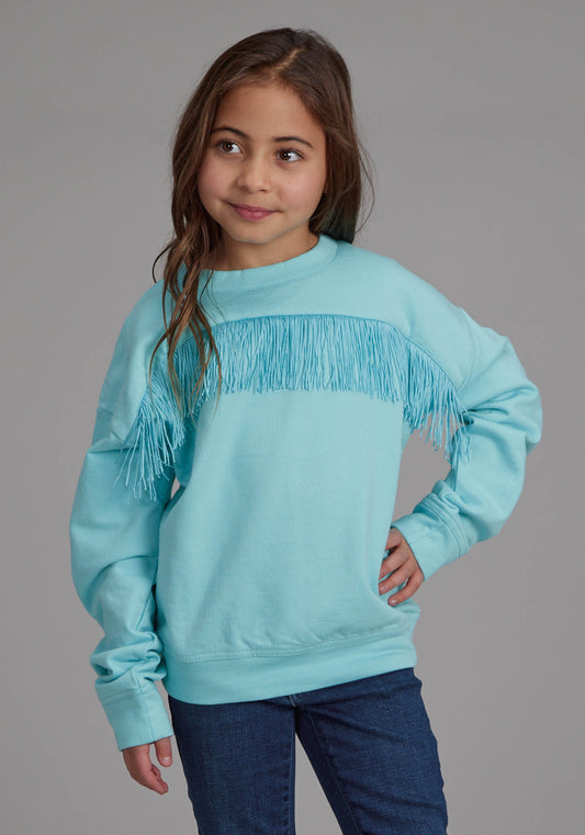 Roper Girls Cotton Fleece Crew Neck Pull-over Long Sleeve Pullover Western Shirt