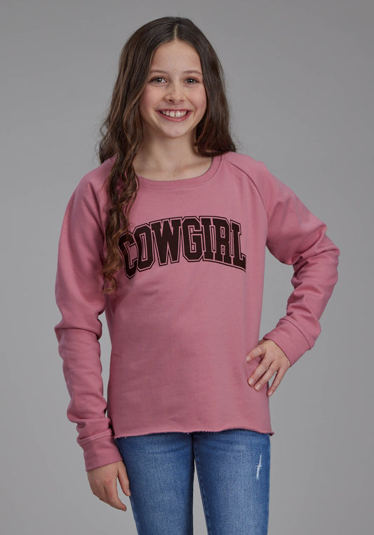 Roper Girls Dusty Pink Fleece Sweatshirt Long Sleeve Pullover Western Shirt