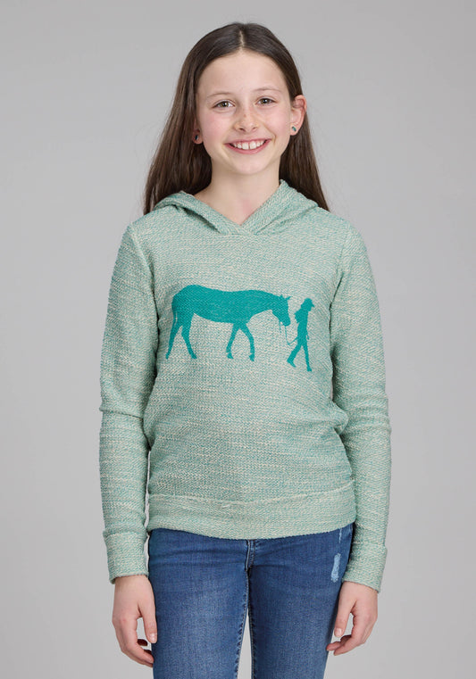 Roper Girls Long Sleeve Hooded Sweater Long Sleeve Pullover Western Shirt