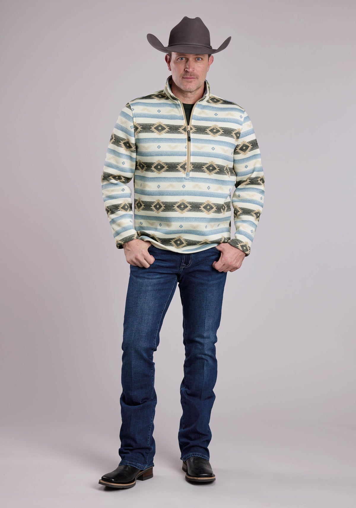 Roper Mens Roper Aztec Knit Pullover Sweater