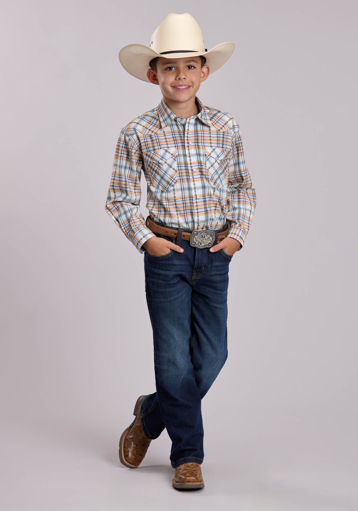 Roper Boys Roper Serape Plaid Western Sweater