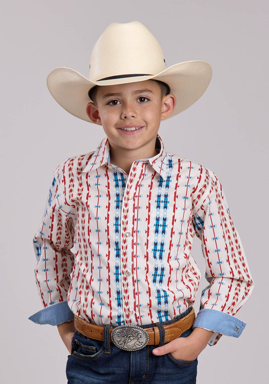 Roper Boys Roper Vertical Aztec Long Sleeve Snap Shirt