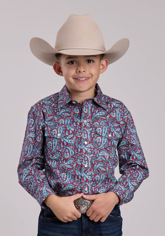 Roper Boys Roper Bandana Paisley Long Sleeve Snap Shirt