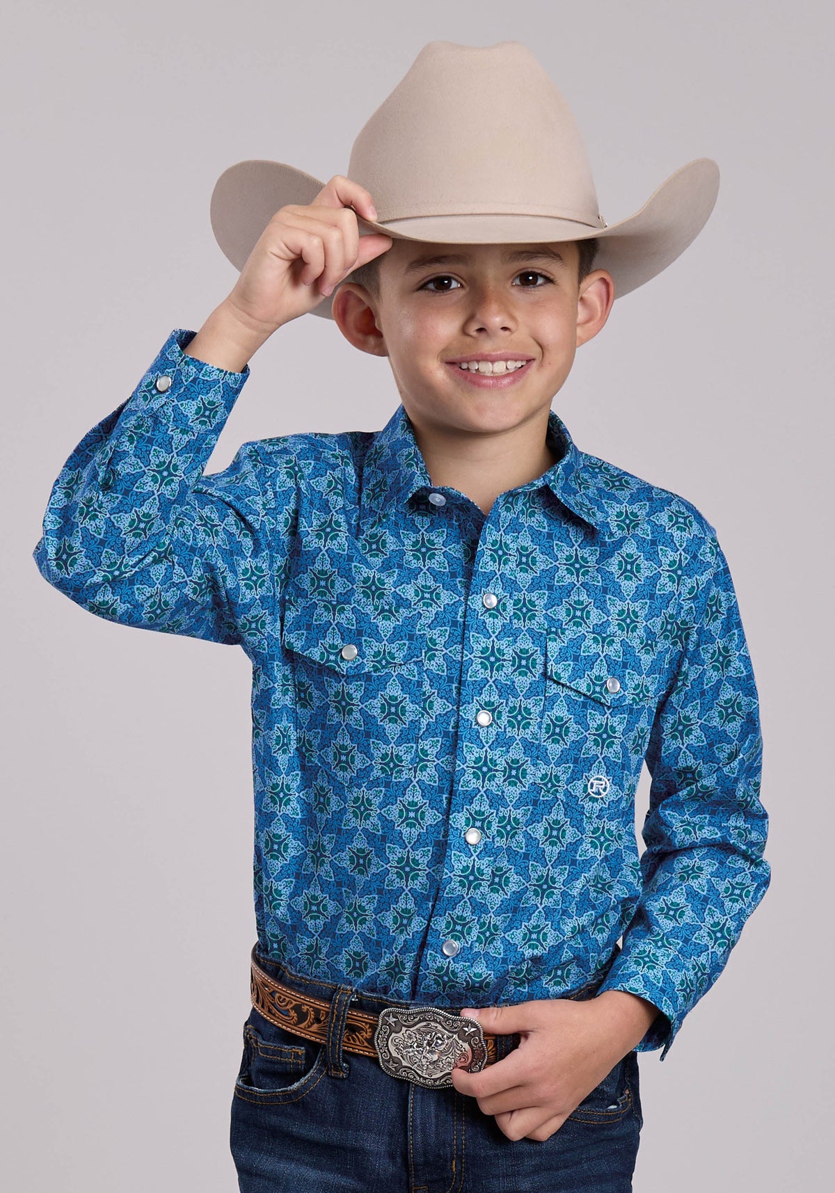 Roper Boys Roper Ornamental Paisley Long Sleeve Snap Shirt