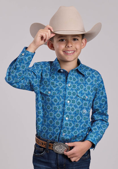 Roper Boys Roper Ornamental Paisley Long Sleeve Snap Shirt