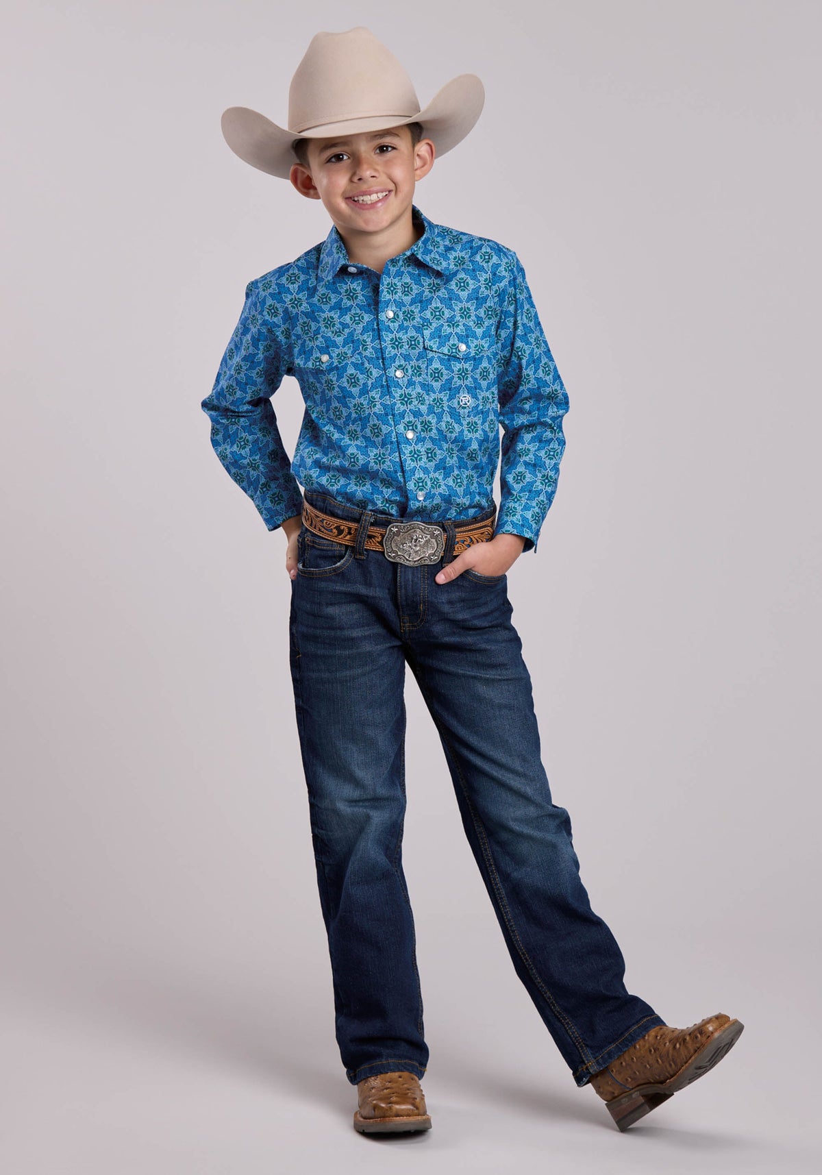 Roper Boys Roper Ornamental Paisley Long Sleeve Snap Shirt