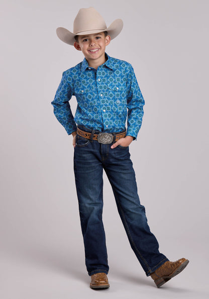 Roper Boys Roper Ornamental Paisley Long Sleeve Snap Shirt