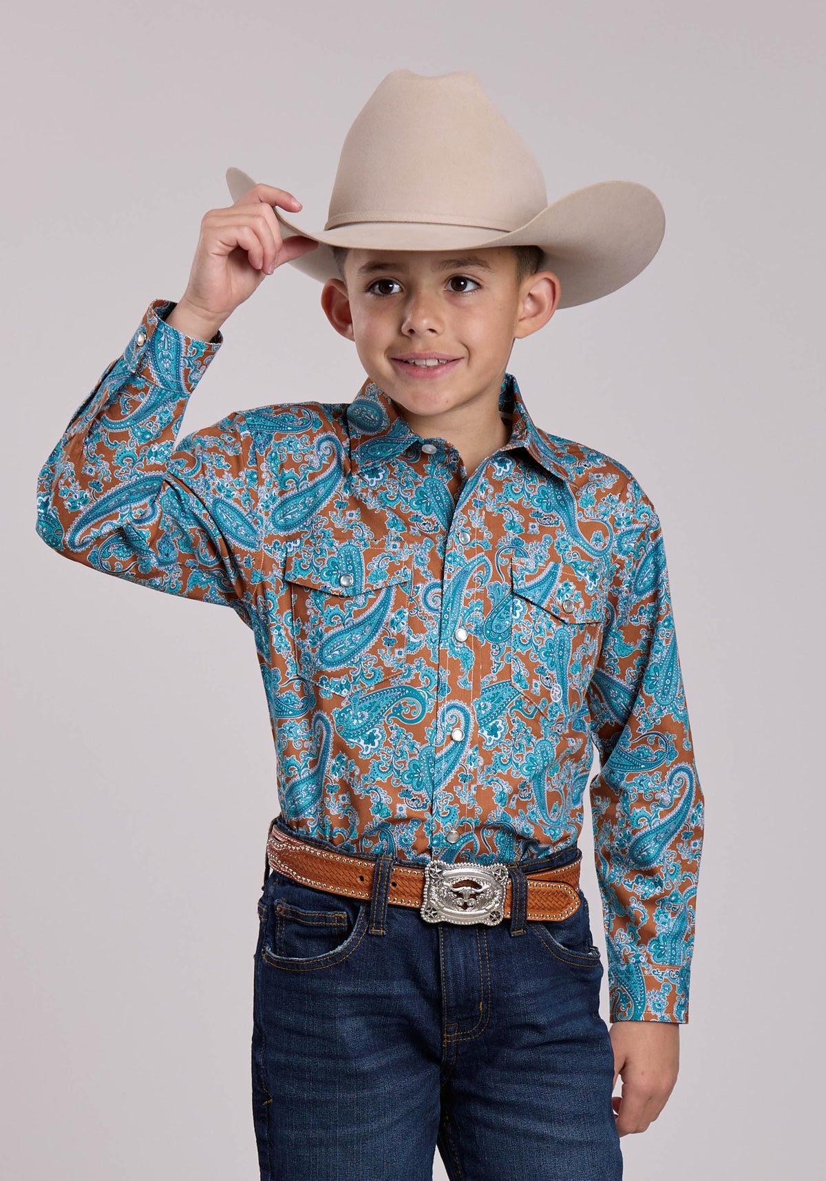 Roper Boys Roper Desert Spring Paisley Long Sleeve Snap Shirt