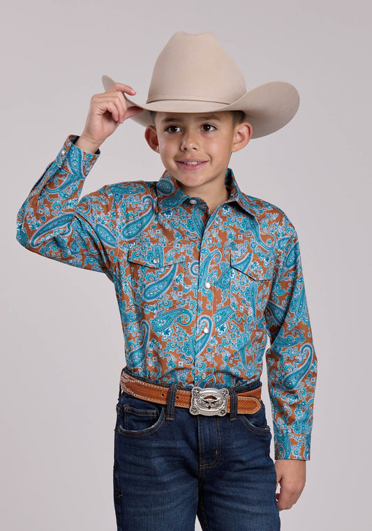 Roper Boys Roper Desert Spring Paisley Long Sleeve Snap Shirt