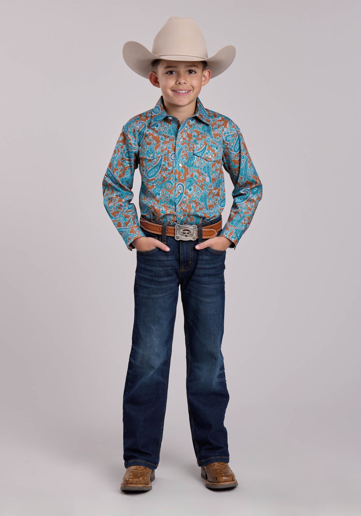 Roper Boys Roper Desert Spring Paisley Long Sleeve Snap Shirt
