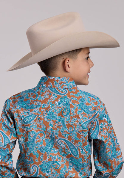 Roper Boys Roper Desert Spring Paisley Long Sleeve Snap Shirt