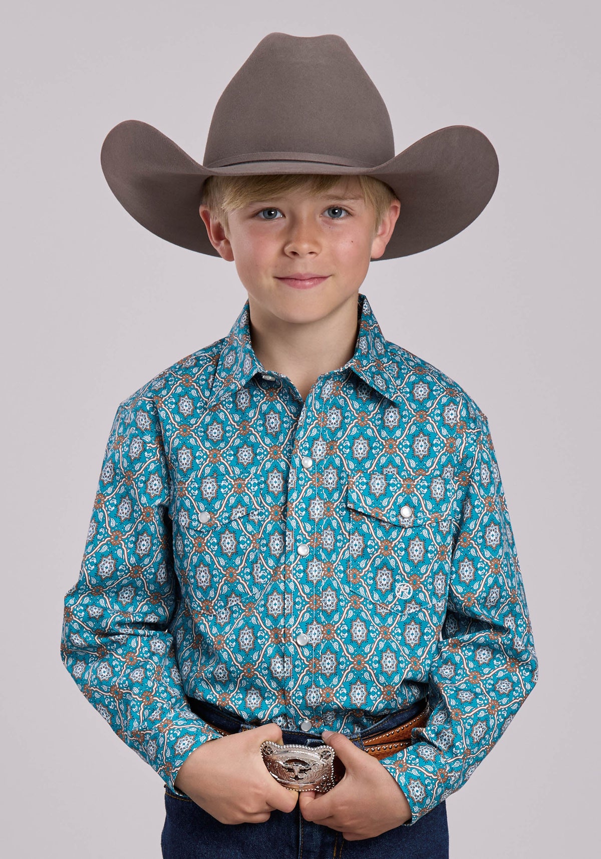 Roper Boys Roper Vintage Ornate Paisley Long Sleeve Snap Shirt