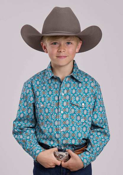 Roper Boys Roper Vintage Ornate Paisley Long Sleeve Snap Shirt
