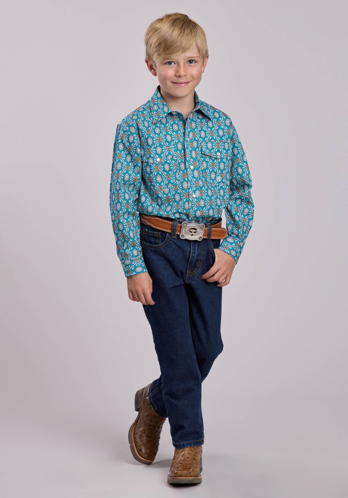 Roper Boys Roper Vintage Ornate Paisley Long Sleeve Snap Shirt