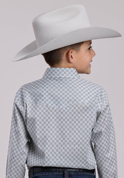 Roper Boys Roper Stretch Four Point Foulard - Grey Long Sleeve Snap Shirt