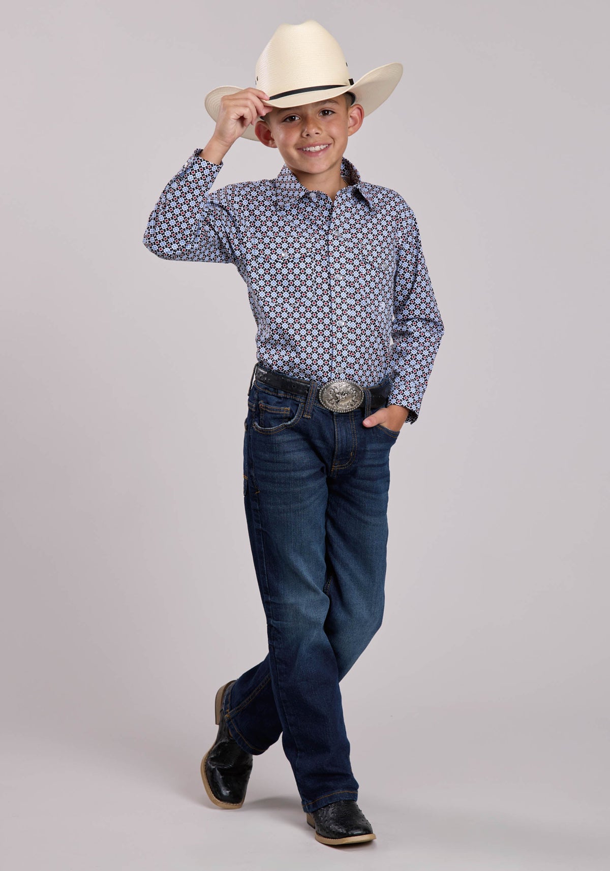 Roper Boys Roper Baseball Foulard Long Sleeve Snap Shirt