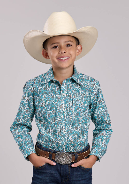 Roper Boys Roper Trail Paisley Long Sleeve Snap Shirt