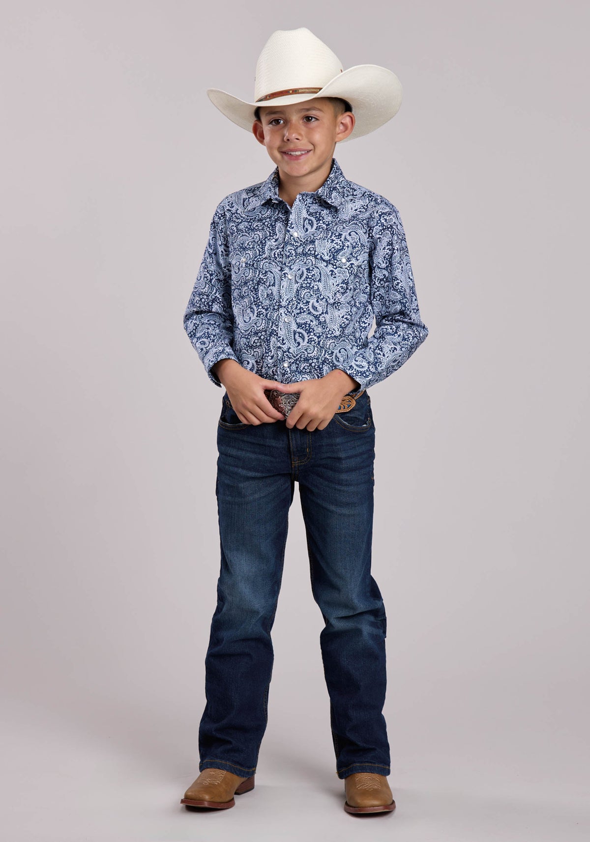 Roper Boys Roper Windy Paisley Long Sleeve Snap Shirt