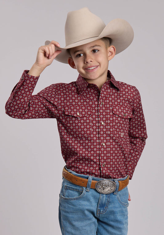 Roper Boys Roper Red Maple Foulard Western Snap Shirt