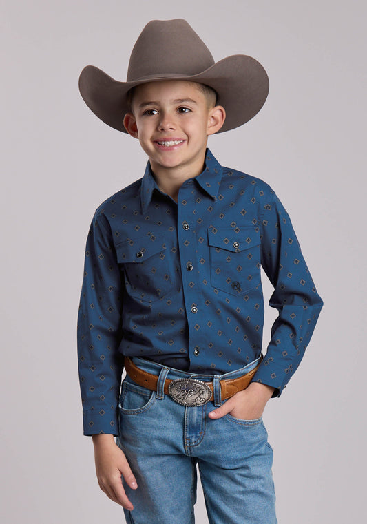 Roper Boys Roper Stretch Poplin Western Snap Shirt