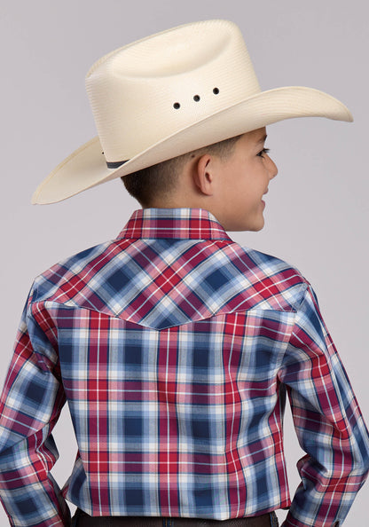 Roper Boys Roper American West Plaid Long Sleeve Snap Shirt