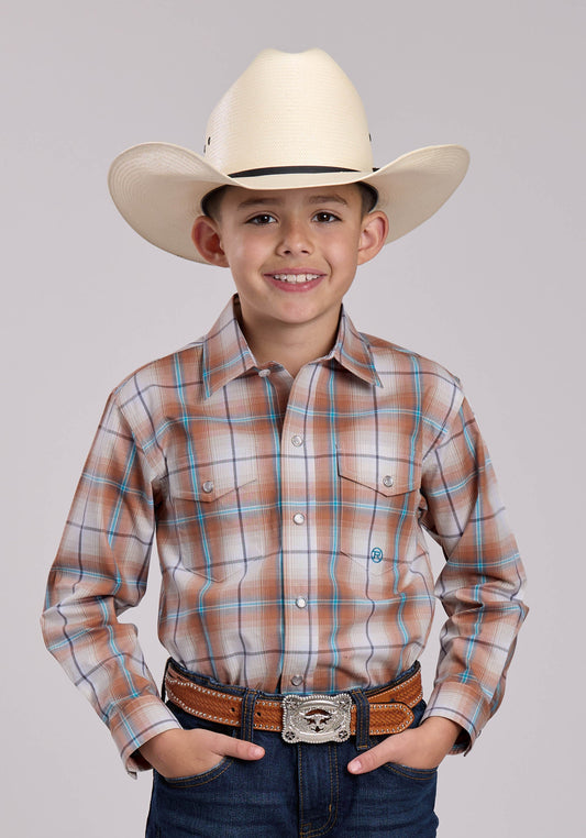 Roper Boys Roper Saltillo Plaid Long Sleeve Snap Shirt