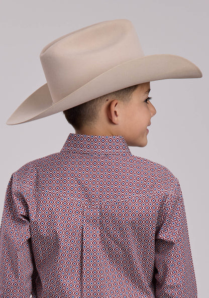 Roper Boys Roper Red Tile Foulard Long Sleeve Button Shirt