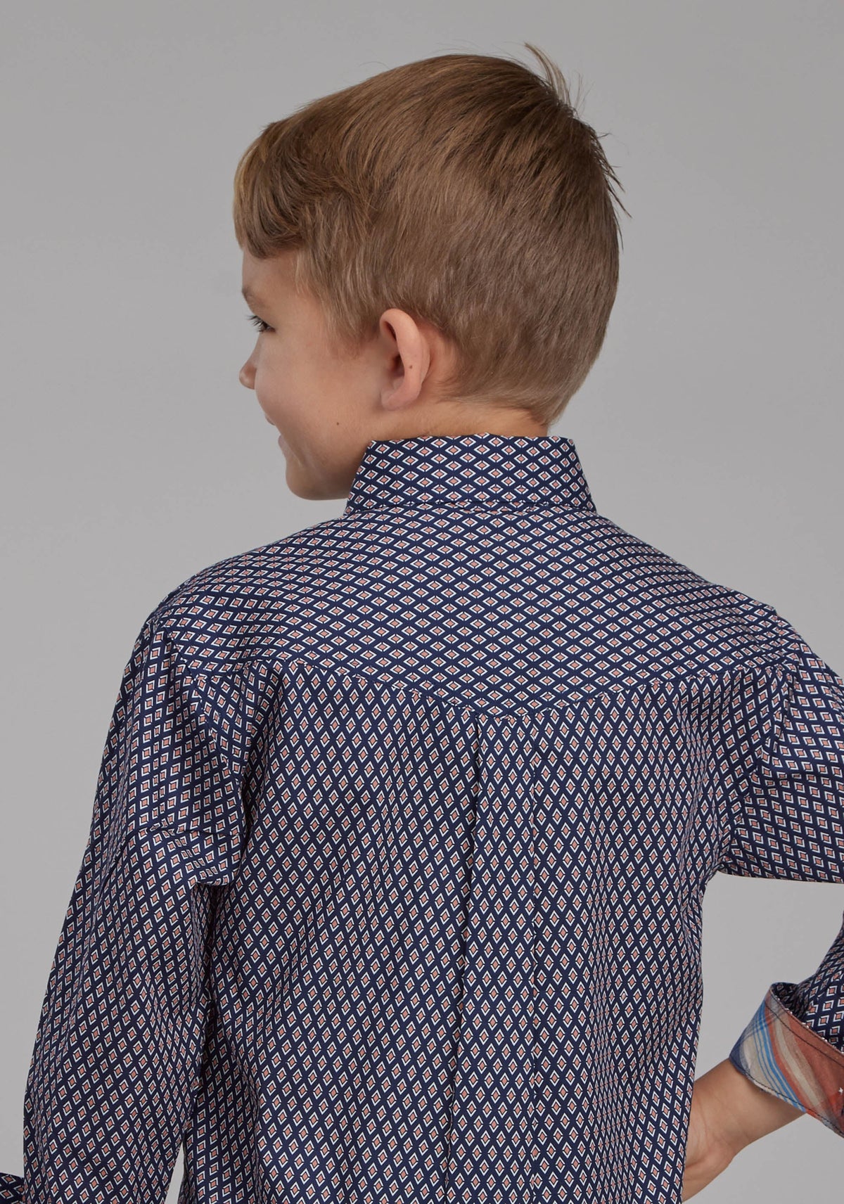 Roper Boys Diamond Eye Geo Long Sleeve Button Western Shirt