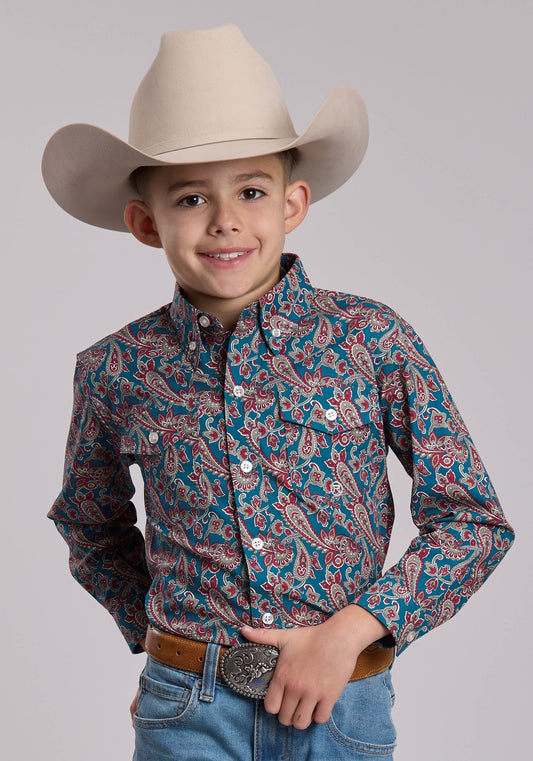 Roper Boys Roper Hickory Paisley Western Button Up Shirt