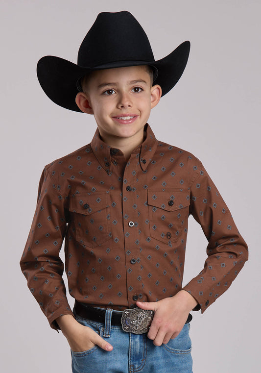 Roper Boys Roper Stretch Poplin Western Button Up Shirt