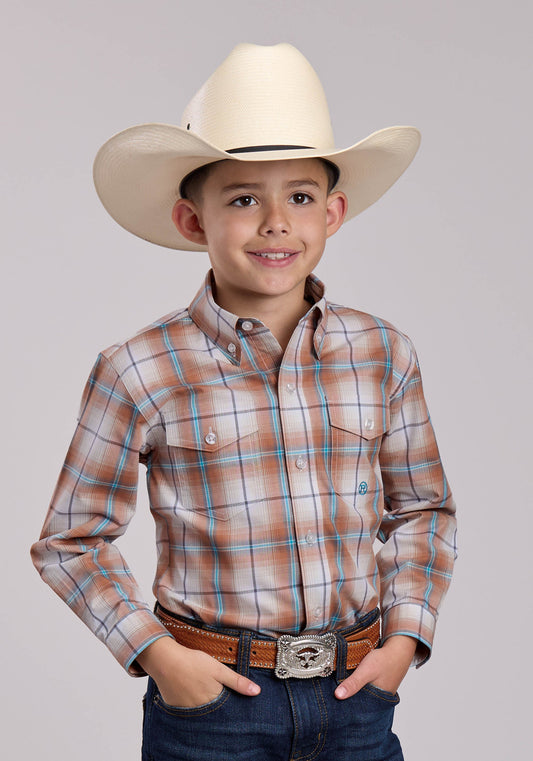 Roper Boys Roper Saltillo Plaid Long Sleeve Button Shirt