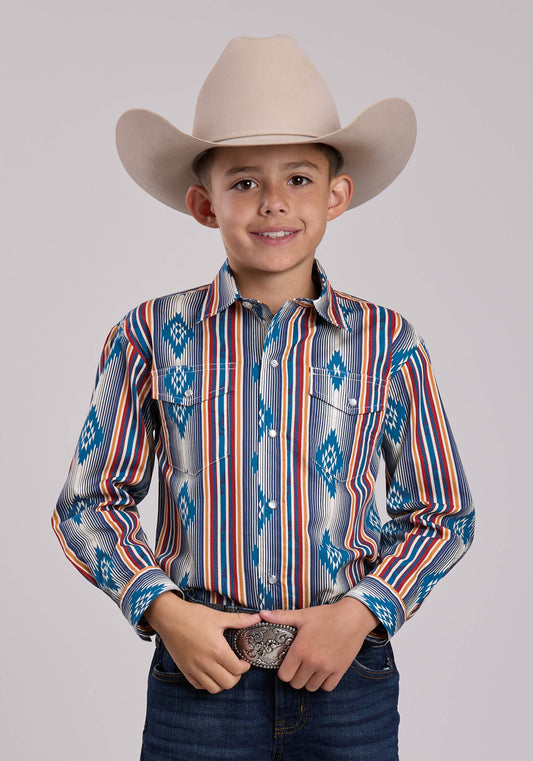 Roper Boys Roper Ombre Stripe Long Sleeve Snap Shirt