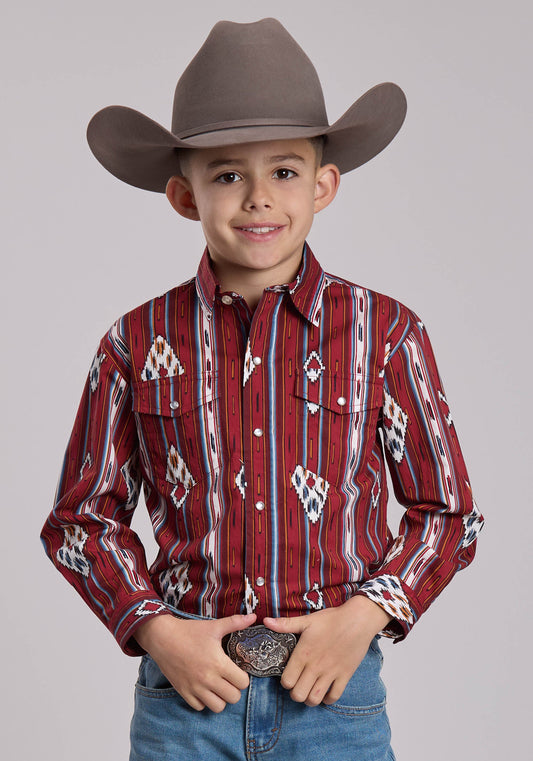 Roper Boys Roper Vintage Stripe Western Snap Shirt