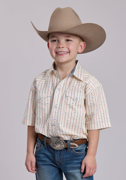 Roper Boys Roper Stars And Stripes Print Short Sleeve Snap Shirt