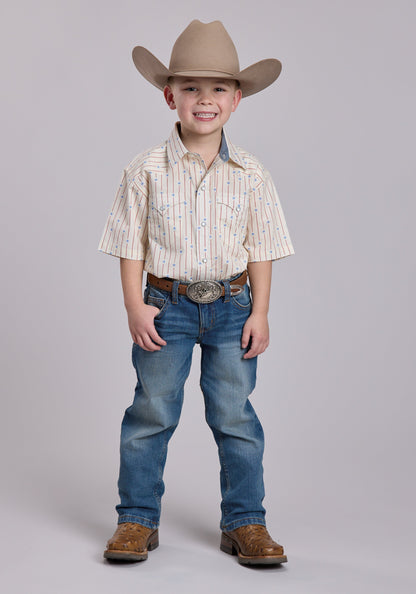 Roper Boys Roper Stars And Stripes Print Short Sleeve Snap Shirt