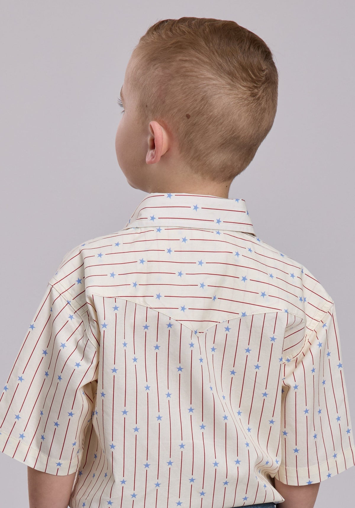Roper Boys Roper Stars And Stripes Print Short Sleeve Snap Shirt