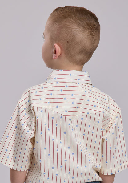 Roper Boys Roper Stars And Stripes Print Short Sleeve Snap Shirt