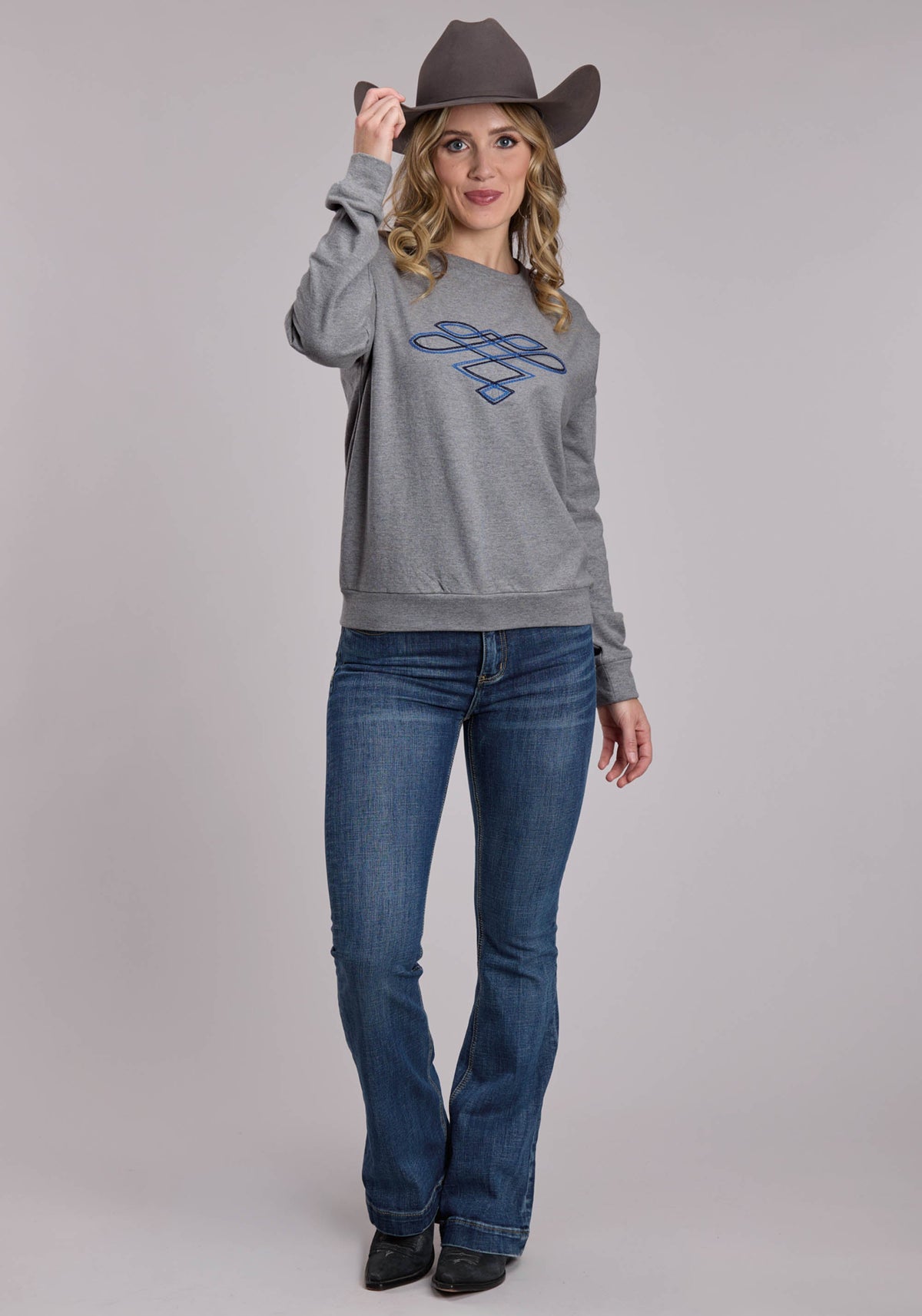 Roper Womens Roper Heather Grey Western Sweatshirt