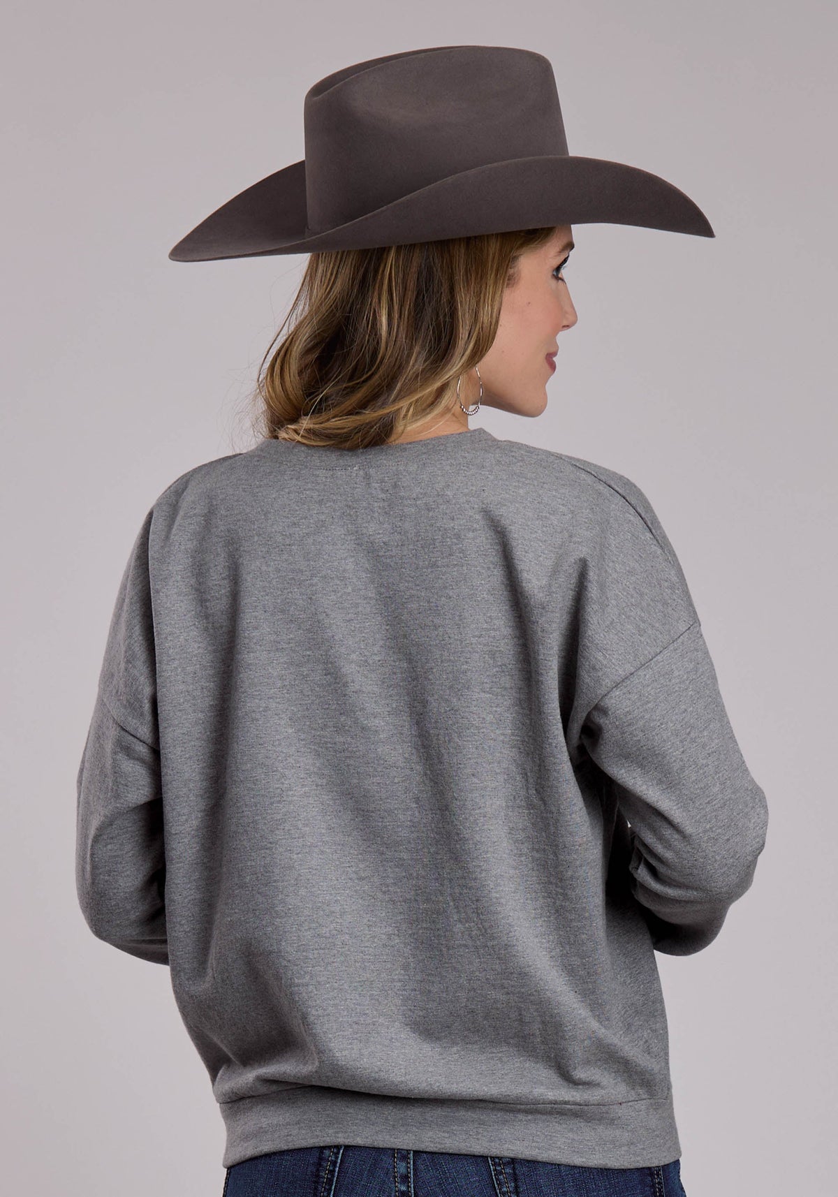 Roper Womens Roper Heather Grey Western Sweatshirt
