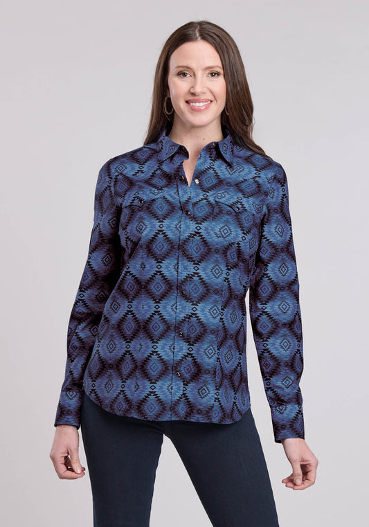 Roper Womens Long Sleeve Snap Aztec Serape Print Western Shirt